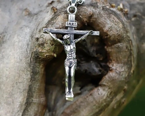 UNISEX ANHÄNGER EDEL KREUZ EDELSTAHL MASSIV SILBERFARBEN KREUZ MIT KETTE - Bild 2 von 6