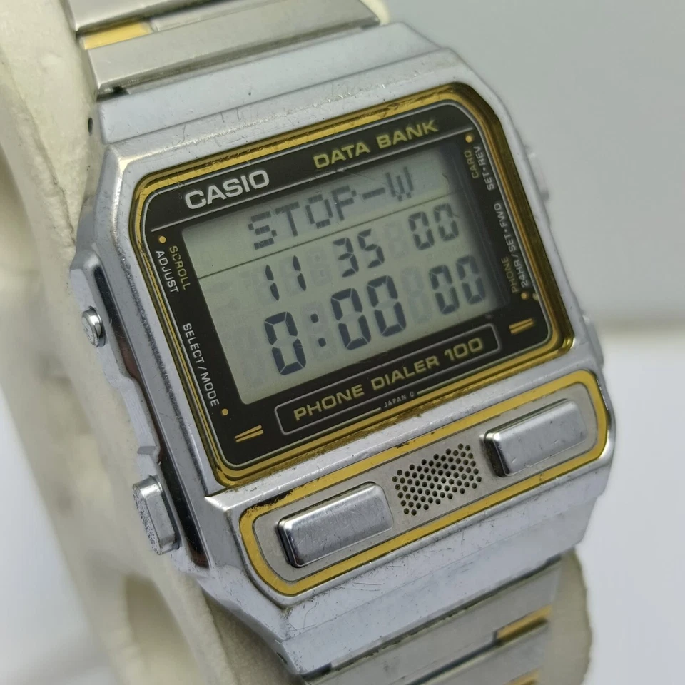 Reloj Casio Data Bank Teléfono Marcador 100 Cuarzo 698 DBA-900 Alarma Cronógrafo Vintage Foto 3 de 4