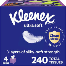 Ultra Soft Facial Tissues, 4 Cube Boxes, 60 Tissues per Box, 3-Ply 240 Total ,
