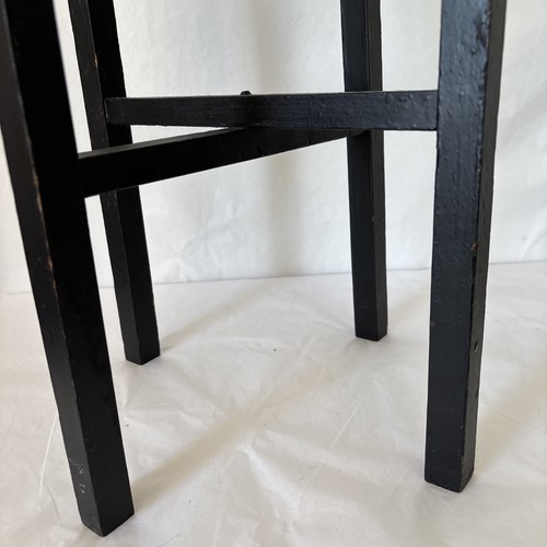Vintage Arts & Crafts Plant Stand Solid Wood Fern Pedestal Black 17x9" - Picture 8 of 9