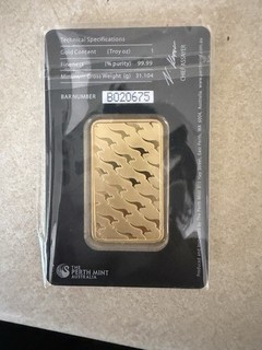 The Perth Mint 1 oz Gold Bar 99.99 Fine in Sealed Assay Card E020675