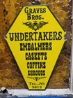 VINTAGE GRAVES BROS PORCELAIN SIGN OLD FUNERAL CASKET EMBALMING COFFINS DEATH