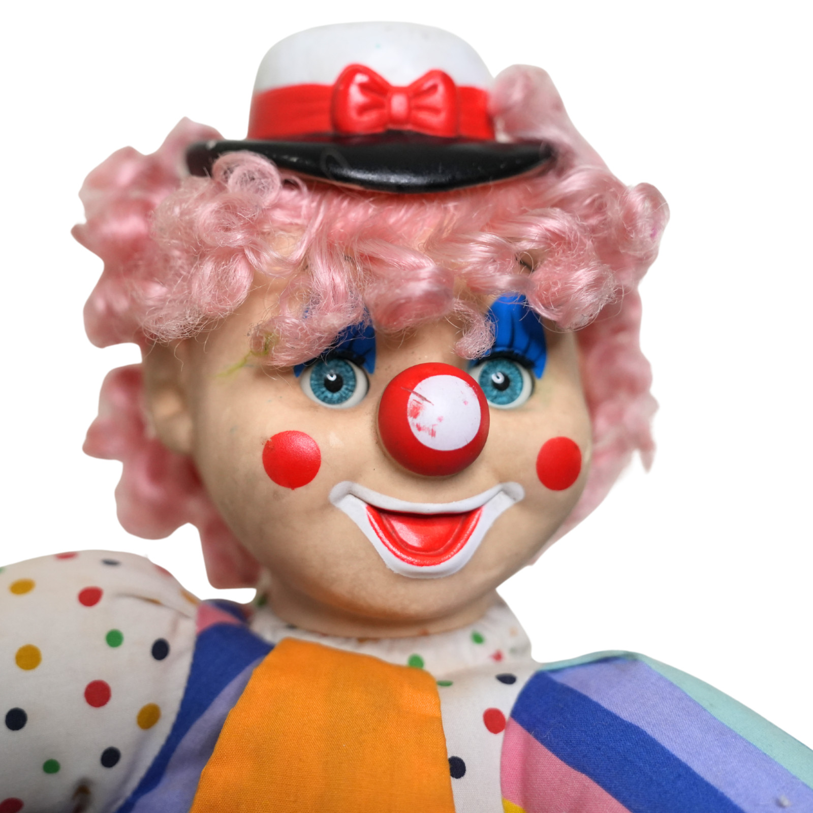 Vintage 40cm Clown Activity Doll – Button & Zipper Learning Toy – Soft Plush