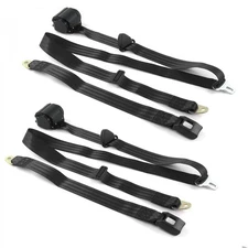 Ford 1957 - 1959 Standard 3pt Black Retractable Bucket Seat Belt Kit - 2 Belts  