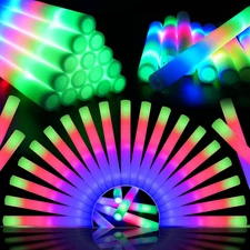 48 PCS LED Foam Glow Sticks Bulk, Glow in the Dark Party Supplies with 3 Modes C