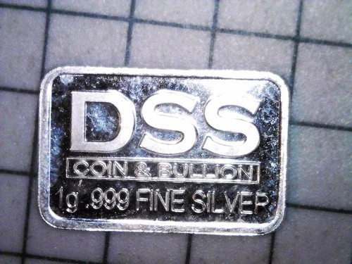 DSS Coin & Bullion - 1 GRAM  .999 Fine Pure Solid Silver Bullion Bar
