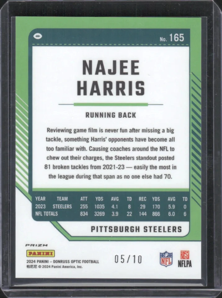 2021 Panini Donruss Optic Football Najee Harris #165 Gold 05/10 - Image 2 of 2