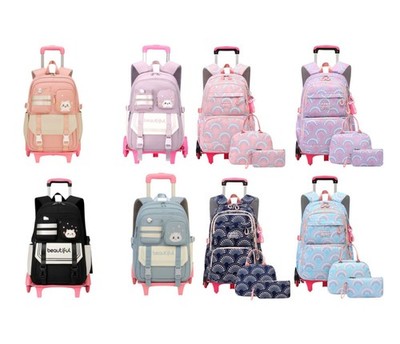 Wadan 6-Wheels 16 Inch Rolling School Backpack Kids Luggage Shoulder Backpack