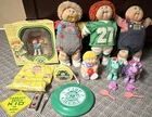 Vintage Cabbage Patch Kids Dolls lot. Pin-Ups, ponies, radio, bank, poncho
