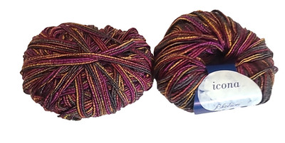 Lot of 2 Skeins Bertagna Filati Icona Ribbon Yarn Multi Color Merino Wool Italy