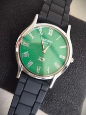 Vintage Classic Seiko Slim Tank japan Made Green Dial Men's Wrist watch