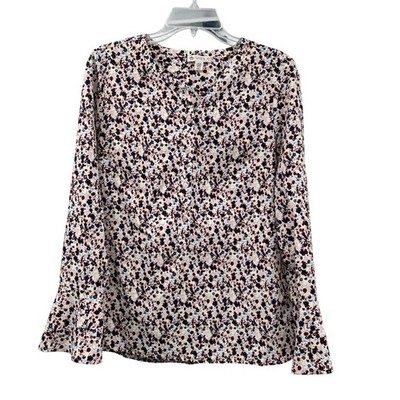 Eliane Rose Womens Floral Blouse Long Flare Sleeve Multicolor Size Medium