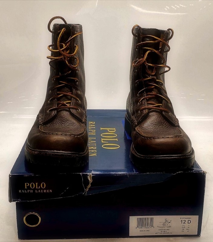 Polo Ralph Lauren Brown Leather Men's Work/hiking Boots Size 12 D