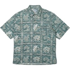 Reyn Spooner Hawaiian Shirt Mens XL Teal Grey Reverse Print Pineapple Tropical
