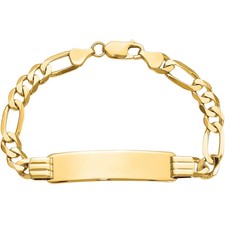 10K Solid Yellow Gold Figaro Link ID Bracelet