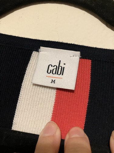 blusa maglione maglia media cabi blu rosso righe bianche - Foto 5 di 6