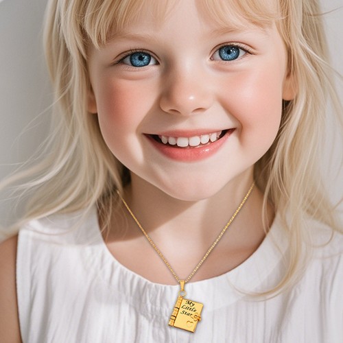 My Little Star Book Pendant Necklace for Daughter Openable Pages Engraved Letter - Picture 11 of 14