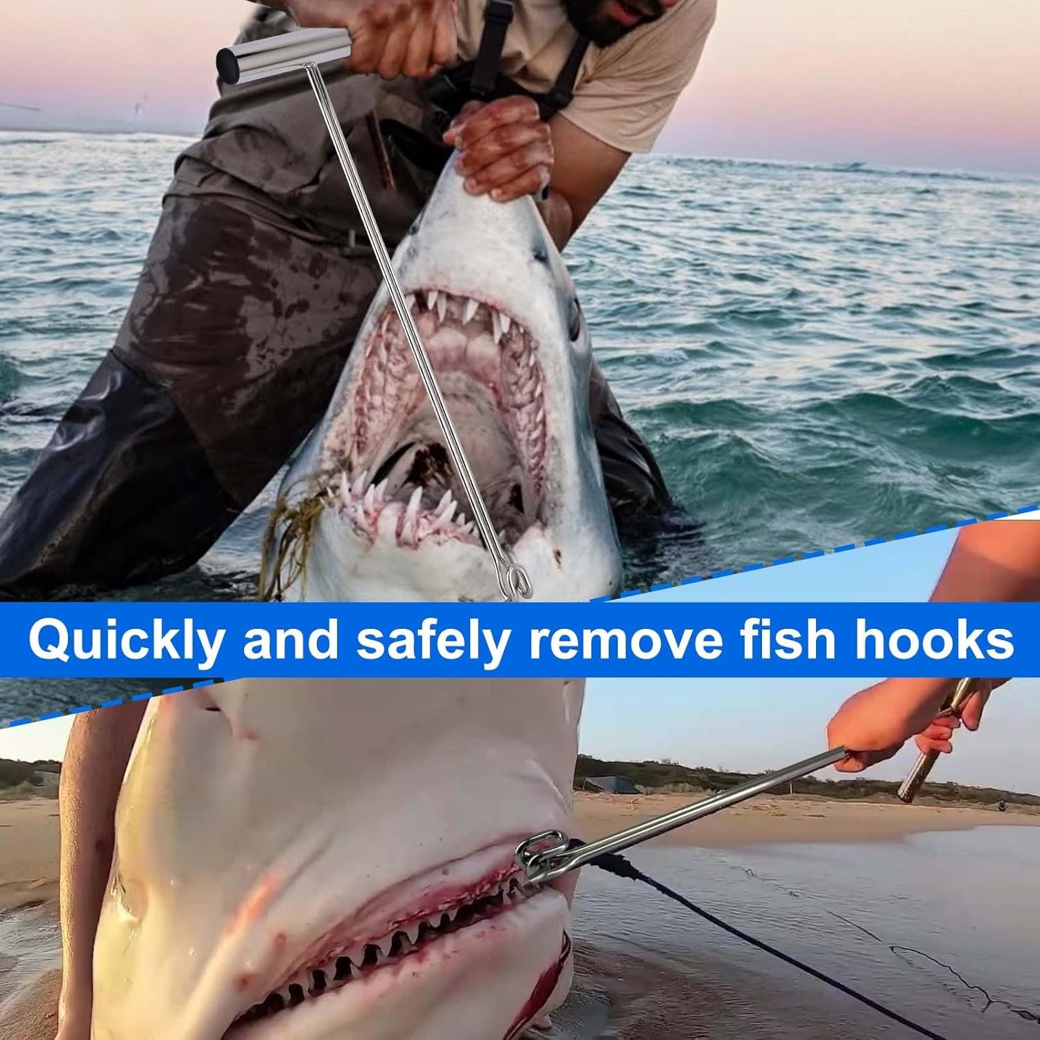 Stainless Steel Fishing Hook Remover，Dehooker Tool,Push/Pull 17, silvery 