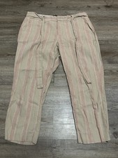 Banana Republic Sz 12 Avery Striped Linen Blend Tailored Ankle Pants Beige Pink