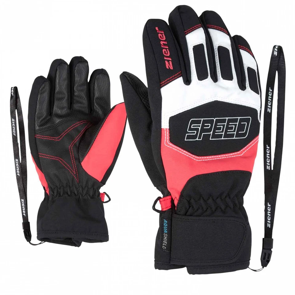 ZIENER Kinder Ski-Handschuhe Leedim AQUASHIELD wasserdicht rot schwarz 376 neu