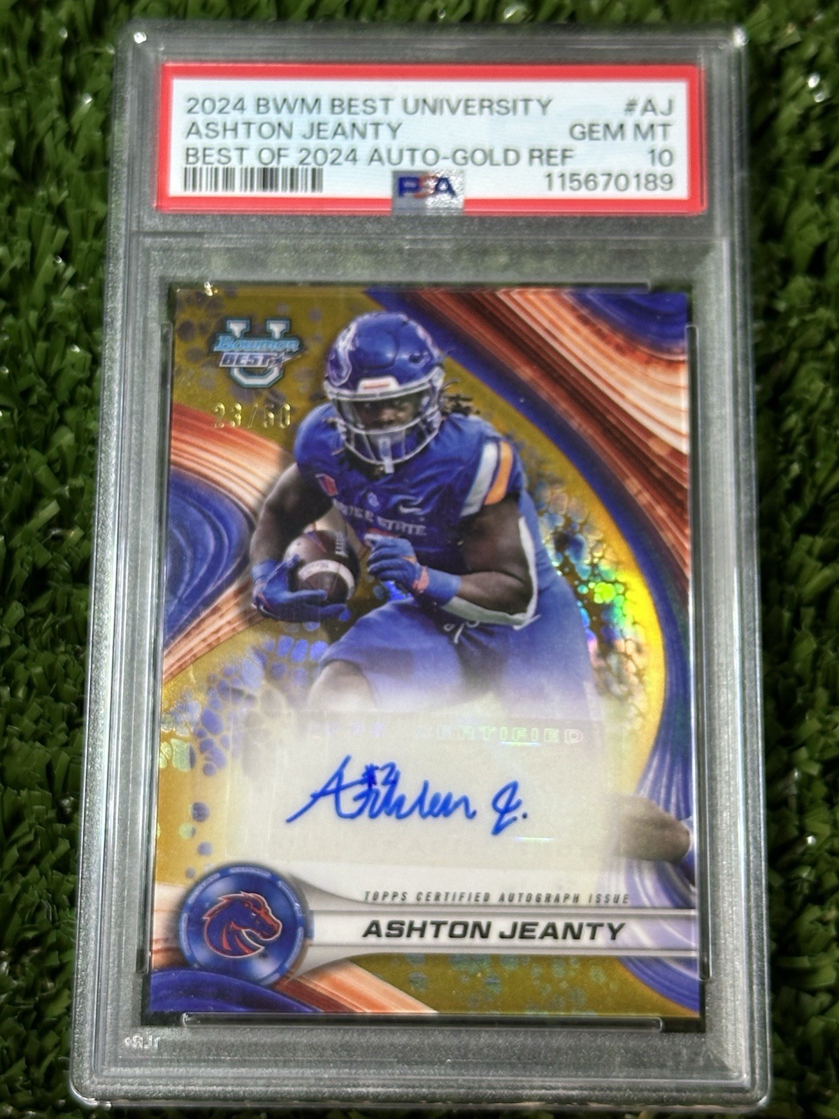 Ashton Jeanty 2024 Bowman Best University Best of 2024 GOLD Auto /50 PSA 10 SP