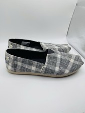 TOMS Gray White Check Sunflower Accent Alpargata Flat Slip On Shoe Size 8W