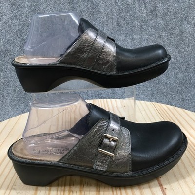 Naot Shoes Womens 41 Avignon Clogs Black Leather Buckle Wedge Casual Round Toe