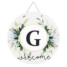 Letter g Front Door Wreath with Rope for Front Porch Decoration
