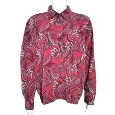 Alfred Dunner Vintage Paisley Blouse Red Black Long Sleeve Button Up 18W Plus