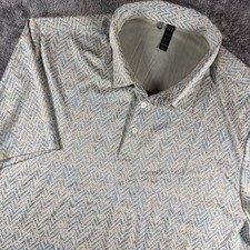 Adidas Polo Shirt Mens 2XL Orange Blue Geometric Print Golf Stretch Performance