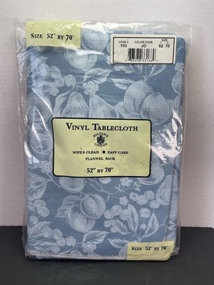 Sultan's Linens Vinyl Tablecloth Features A Blue Fruit-patterned Design 52 x 70