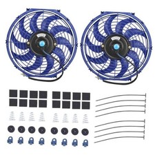 12" Electric Radiator Cooling Fan Assembly Kit 12V 80W 2 PCS 12 -2PCS Blue