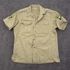 Vintage US Army Khaki Cotton Twill Uniform Shirt Size Medium Short Sleeve 50s