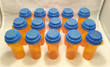 Lot of 15 Empty Amber Prescription Bottles marked PM13 from Walmart blue cap.