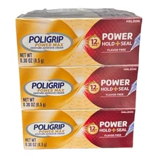 Poligrip Power Max Denture Adhesive Cream 12-Hour Hold Seal, 0.30oz, Pack of 12