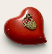Vintage Bartons Heart Shaped Plastic Celluloid Candy Trinket Box RARE Italy MCM