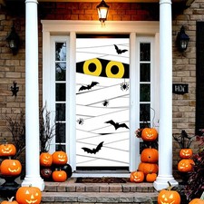 Halloween Door Banner - Cute Indoor/Outdoor Decorations for Halloween, White ...