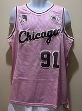 Dennis Rodman authentic 1997-98 Chicago Bulls Swingman Pink Jersey Sz XL