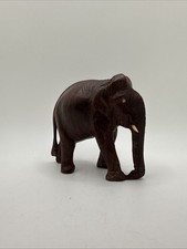 "FIGURA de madera tallada de madera de teca de pie elefantes colección 2,5"""
