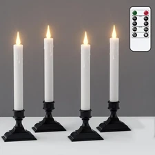 Window Candles Battery Operated with Timer, Flameless Taper Candles, Black Wi...