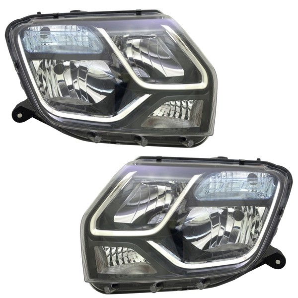 Scheinwerfer Set FüR Dacia Duster H79 Ab 10/13- FRL TFL H1 H7 Halogen Schwarz-image