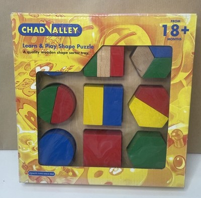 Chad Valley Lernen und Spielen Form Puzzle. Sortierer Spielzeug in Holzform. Vintage
