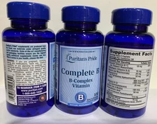 Puritan's Pride Complete B (Vitamin B Complex) - 100 Caplets (Pack of 3)