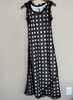 Never a Wallflower Black White Lace Overlay Maxi Dress XS Women s Spring