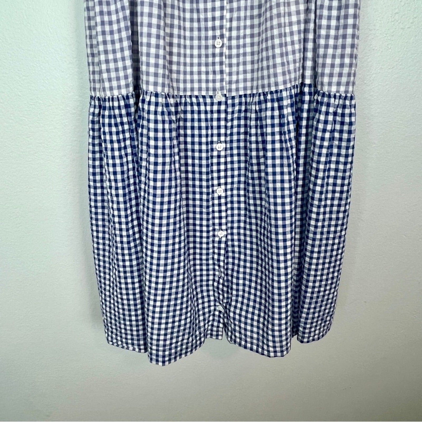 Madewell Patchwork Gingham Button-Front Tiered Mi… - image 7