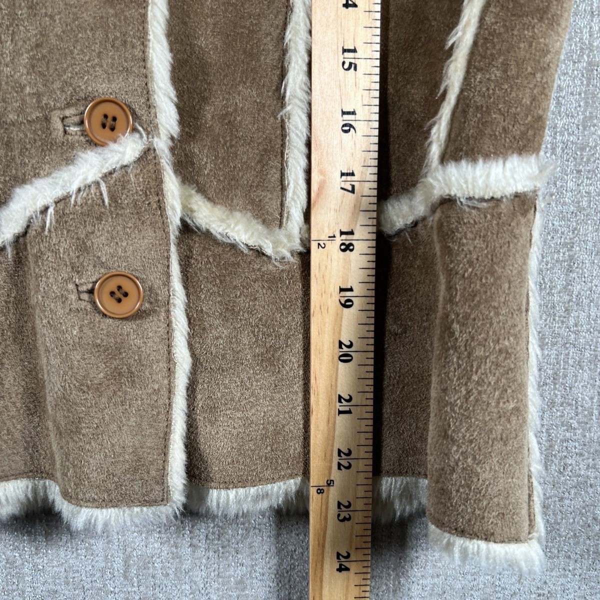 Vtg Wilsons Leather Maxima Tan Suede Shearling Jacket Coat Small Penny Lane Boho View 4