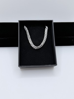 Moissanite Iced Out Cuban Link Bracelet White Gold Finish Men s 7in 6mm  New