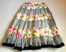 VINTAGE Womens Skirt-COLDWATER CREEK-multi floral patchwork tiered maxi Boho-PM