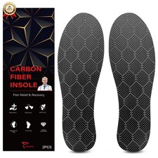 Carbon Fiber Insole 1 Pair for Men Women, Rigid Shoe Insert for Recovery, Gra...