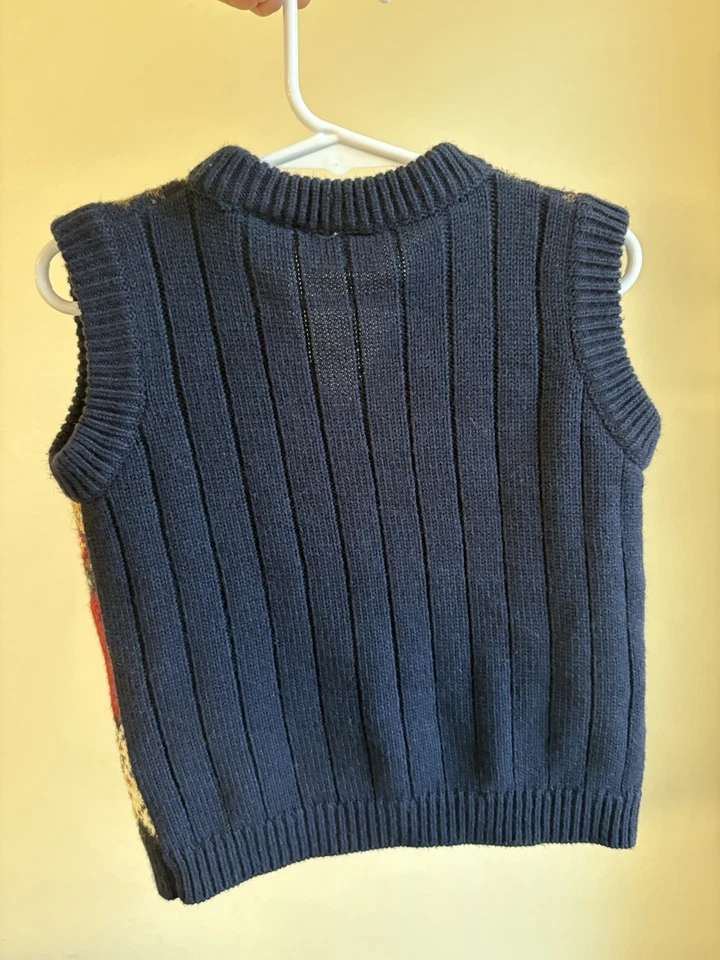 Chaleco Suéter Vintage B.T Niños 100% Acrílico Cazador Verde Niños Pequeños Foto 2 de 4